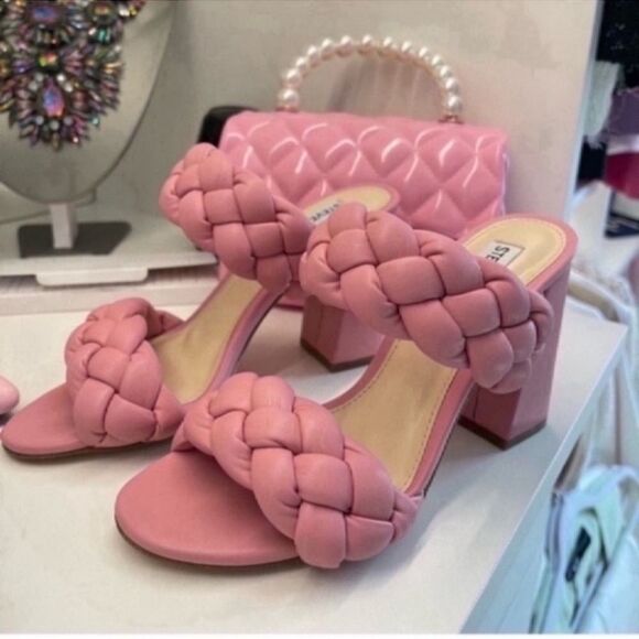 Pink Braided Women's Steve Madden Sandals #6 - Picture 8 of 12